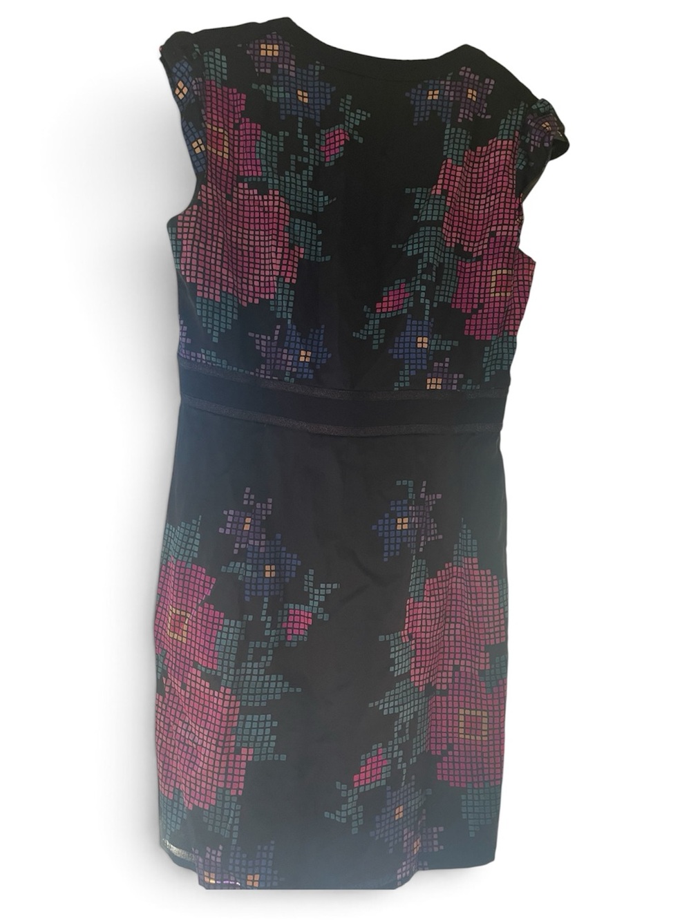 Nanette Lepore Black Floral Pixel-Print Sheath Dress